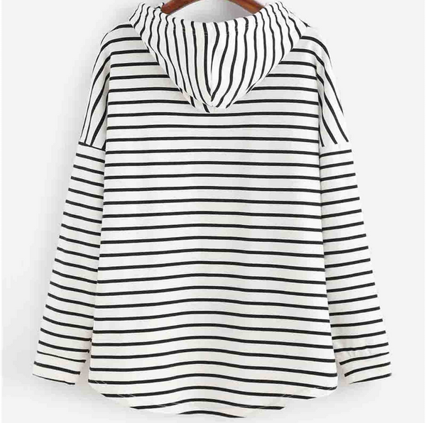 Kapuzensweatshirt mit streifen - lässiges damenoberteil für stil und gemütlichkeit