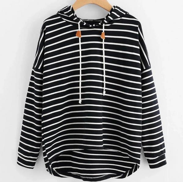 Kapuzensweatshirt mit streifen - lässiges damenoberteil für stil und gemütlichkeit