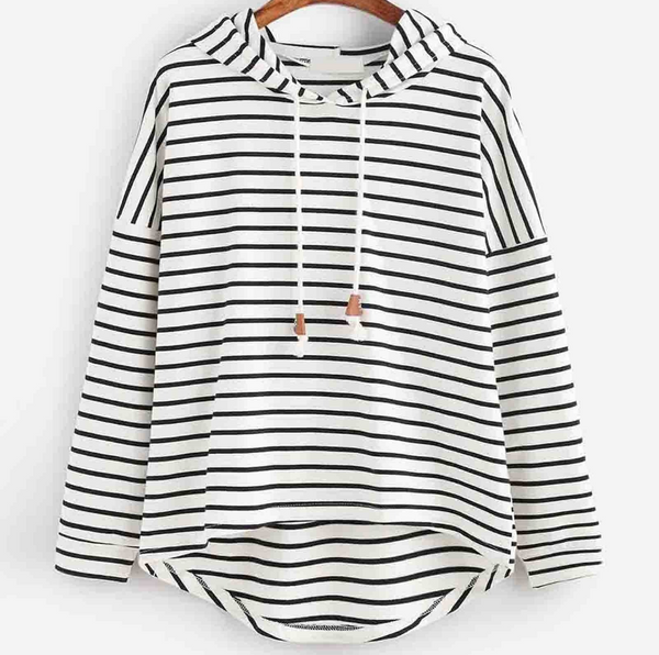 Kapuzensweatshirt mit streifen - lässiges damenoberteil für stil und gemütlichkeit