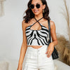 Zebra-print crop top - trendy schwarz-weiss bluse für damen