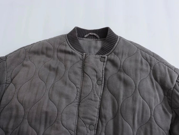 Quilted bomberjacke - oversize graue damen-oberbekleidung