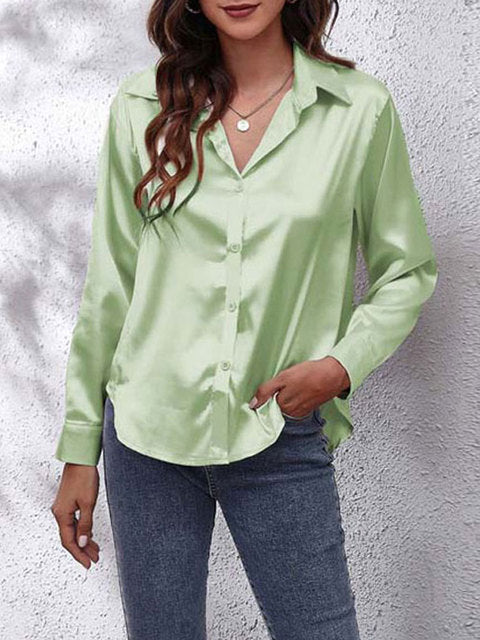 Satin bluse mit knöpfen – elegante langarmbluse für damen