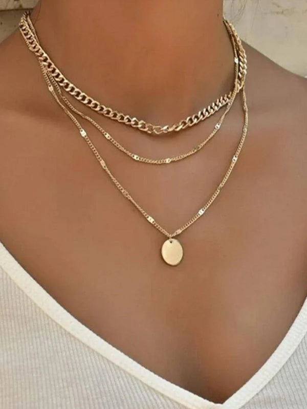 3-teilige geschichtete Anhänger-Kette – elegante Damenkette