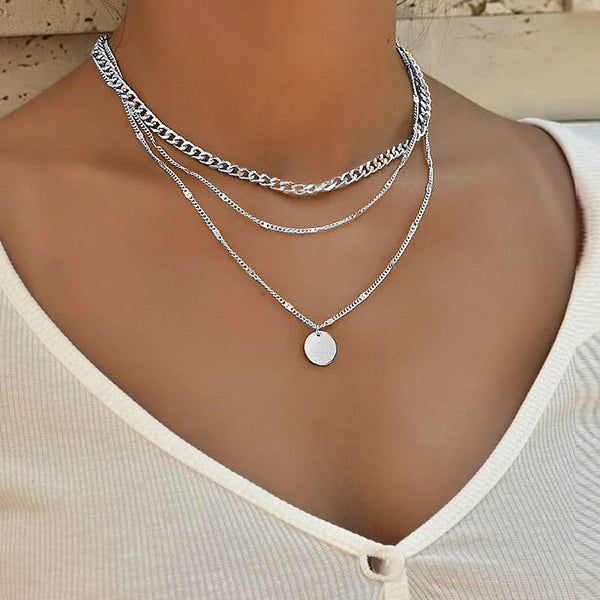 3-teilige geschichtete Anhänger-Kette – elegante Damenkette