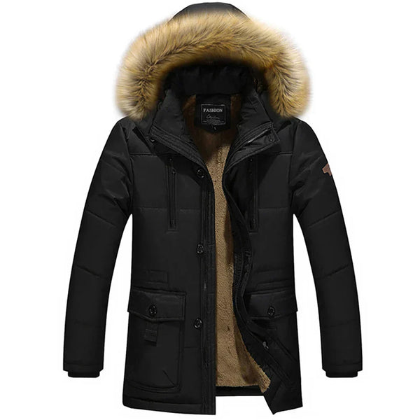 Gepolsterte winterjacke - damenparka mit abnehmbaren faux-faux fur-kragen