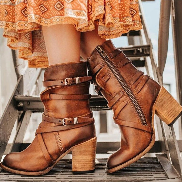 Damen Stiefeletten – stilvolles Kunst mit Schnallen-Details