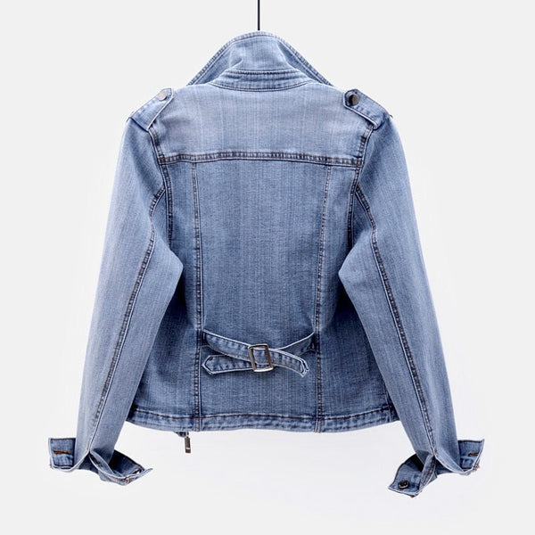 Denim-Damenjacke – Stilvolli blaue Bikerjacke