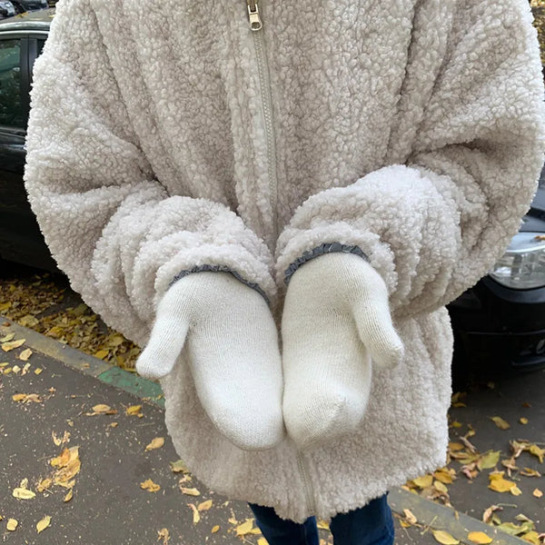 Wollmitten - weiche gestrickte damenhandschuhe