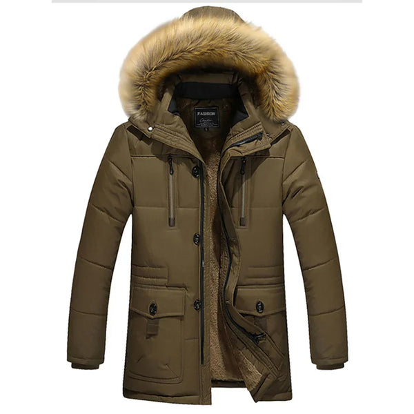 Gepolsterte winterjacke - damenparka mit abnehmbaren faux-faux fur-kragen