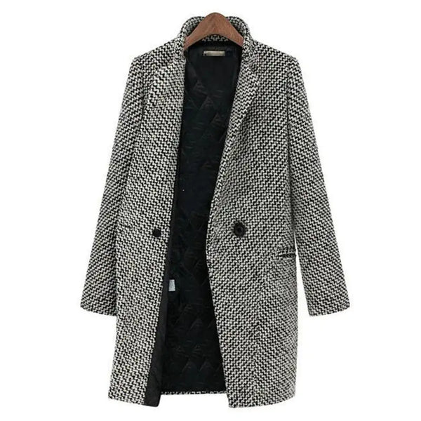 Damen-Winterjacke Schwarz-Wiis – Elegants Design mit Hahnentritt-Muster