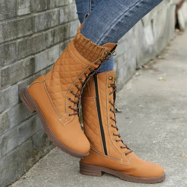 Dame quiltierte schnürstiefel - stylishe winter schuhe