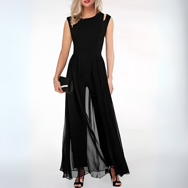 Damen jumpsuit - stilvolle chiffonbekleidung mit eleganten cut-out-details