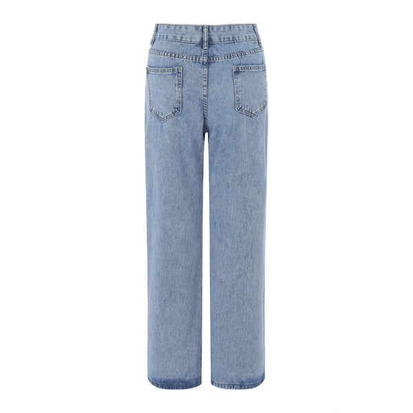 Wide leg jeans - hochgeschnittene blaue damen-denim-hosen