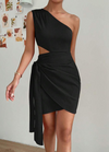 Dä asymmetrische cocktailkleid - mini im luxuriöse satin für spezielle anlässe - modisch im one-shoulder-style