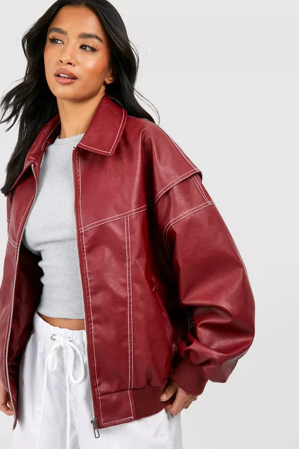 Oversized Rote Bomberjacke