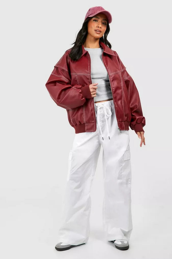 Oversized Rote Bomberjacke