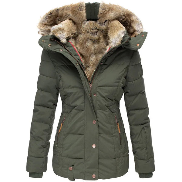 Warm gefütterter wintermantel mit pelz