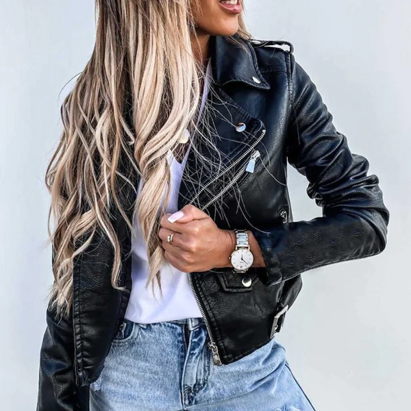 bikerjacke - lässige, kurze jacke für frauen