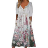 Blumen midi-kleid - stilvolles knopfkleid mit taschen für damen
