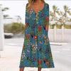Blumen midi-kleid - stilvolles knopfkleid mit taschen für damen