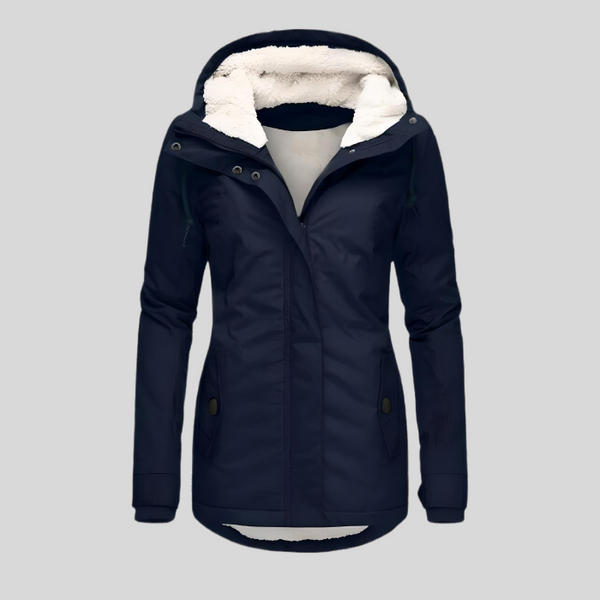 Wasserfester wintermantel mit kapuze - fleece-fütterte damenjacke