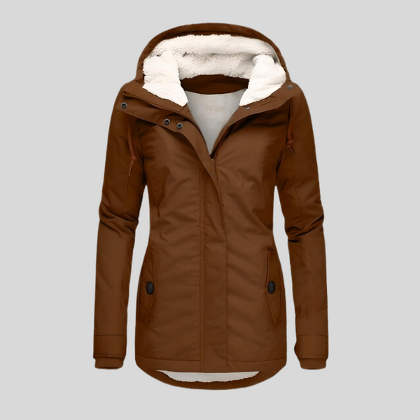 Wasserfester wintermantel mit kapuze - fleece-fütterte damenjacke