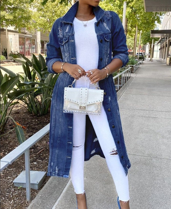 Denim hemdkleid - lässige oversized damen jeansjacke