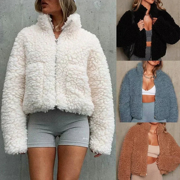 Teddy-Crop-Damenjacke – Weichi Winterjacke mit trendigem Design