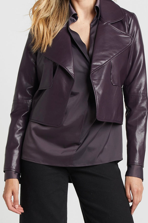 Kurze vegan offene jacke - mulberry damenjacke