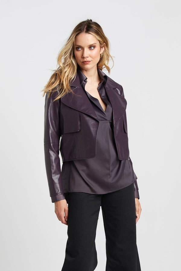 Kurze vegan offene jacke - mulberry damenjacke