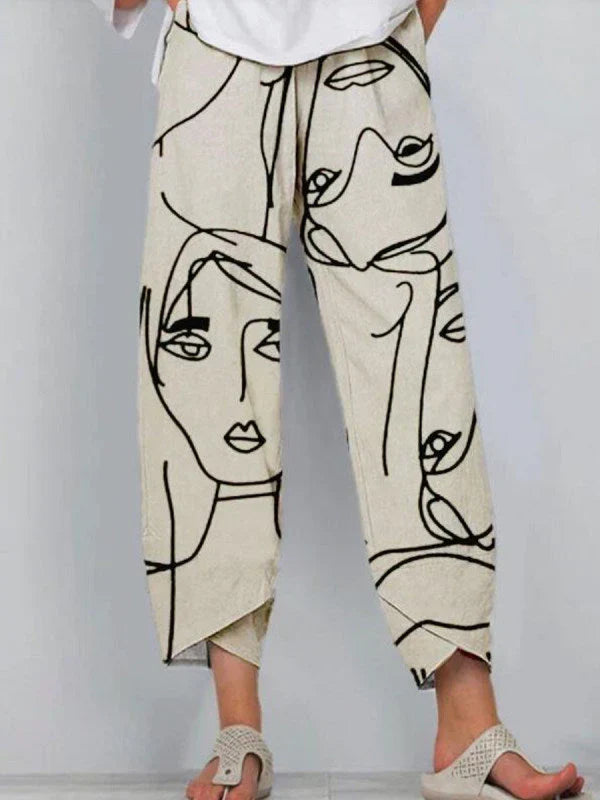 Künstlerische lounge-hosen - abstraktes design für damen