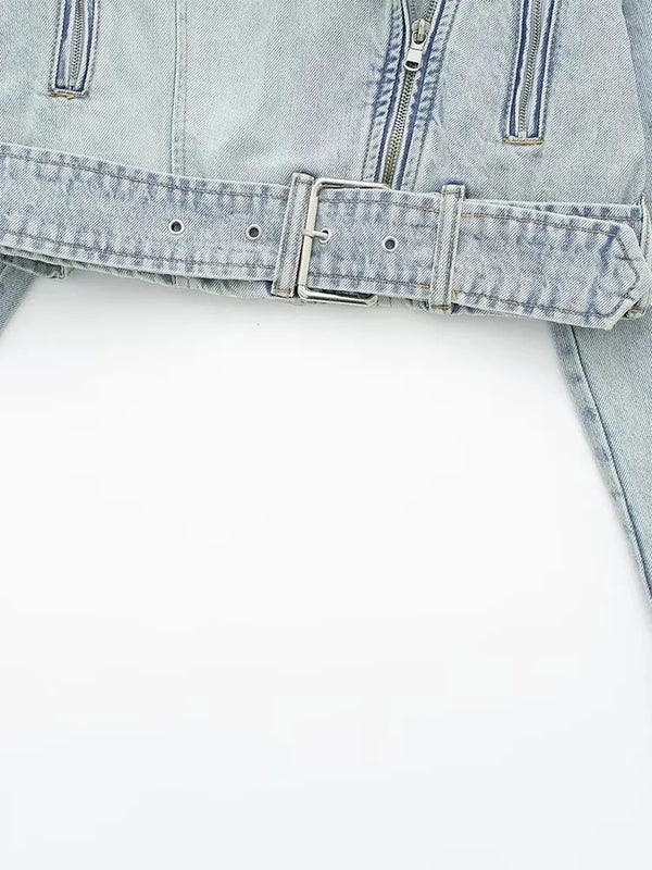 Denim-cropped-jacke - stylische, hellblaue damen-denimhülle