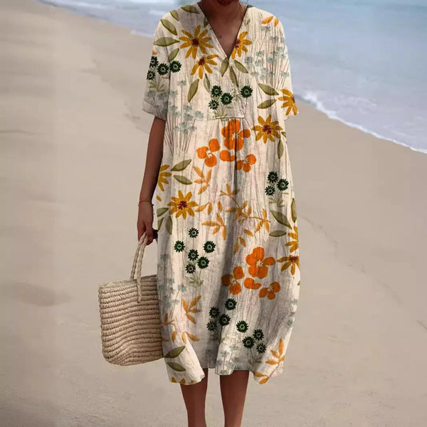 Blumenkleid für den sommer – elegante strandmode für frauen