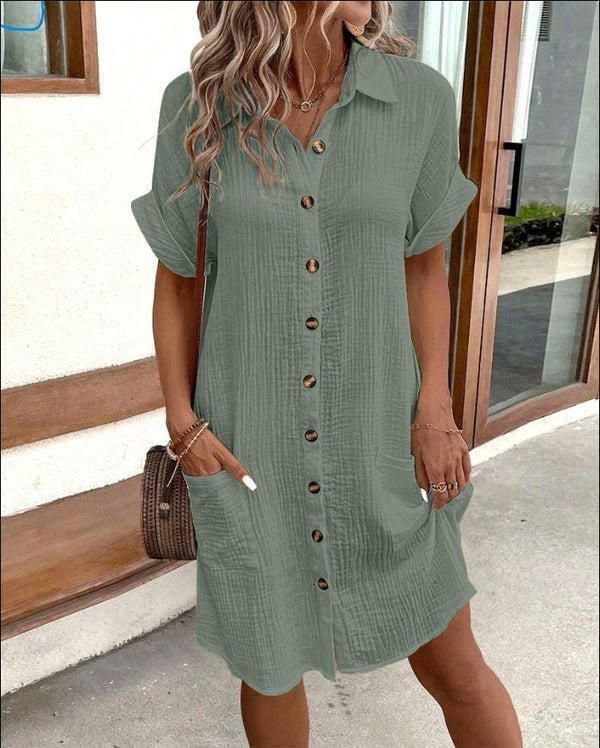 Knopfverschluss shirtkleid - chices damen casual kleid