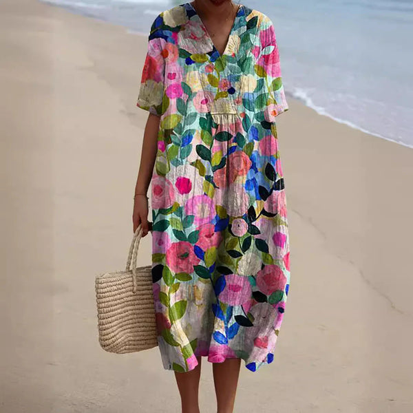 Blumenkleid für den sommer – elegante strandmode für frauen