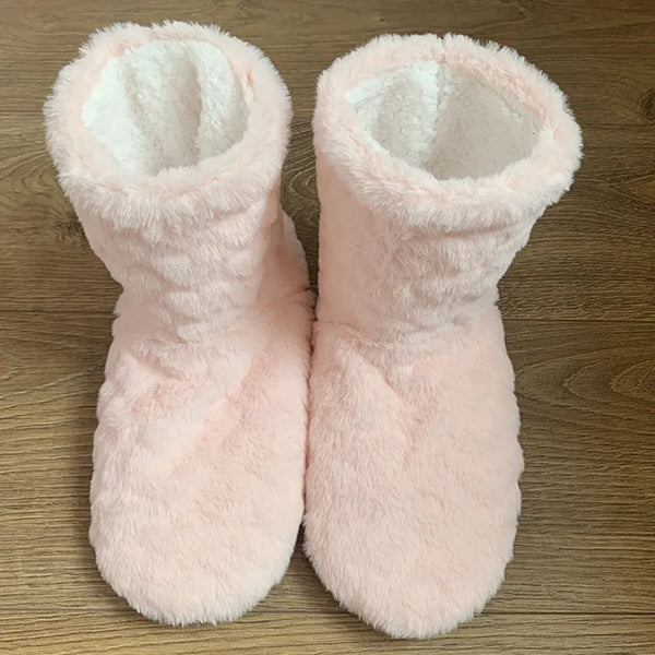 Dämmige plüsch-hausstiefel - gemütlich faux-faux fur schlappen-socken