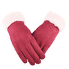 handschuhe - elegante velours-handschue mit fellbesatz