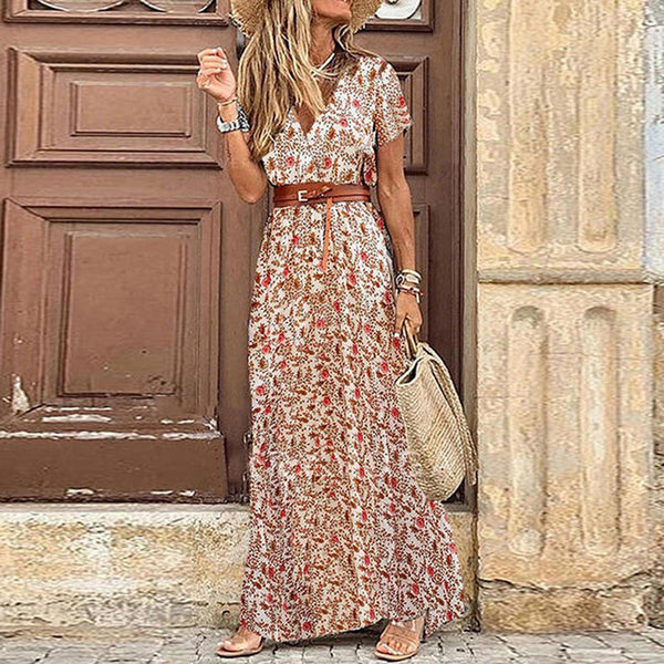 Boho maxi kleid - stylisches sommerkleid für damen mit seitlichem schlitz
