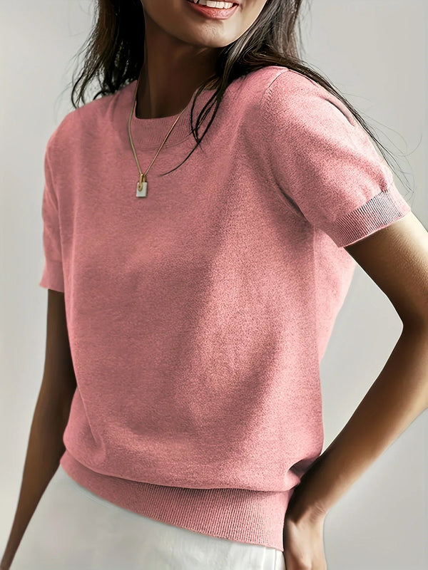 Lässiger kurzarm-jumper – gemütlicher damen stricktop