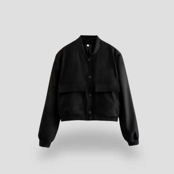 Gkürzti Damen-Bomberjacke – Stilvolli Jacke mit Knopfverschluss