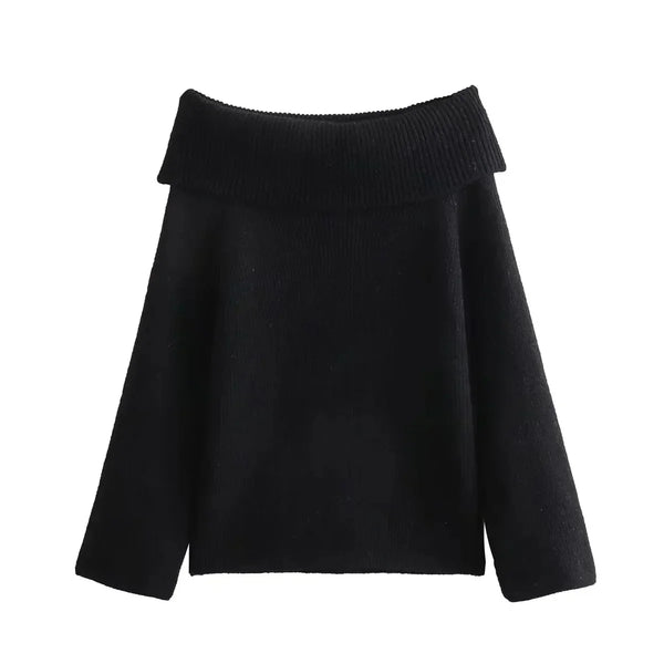 Off-shoulder pullover - gemütlicher damen rippstrick-top