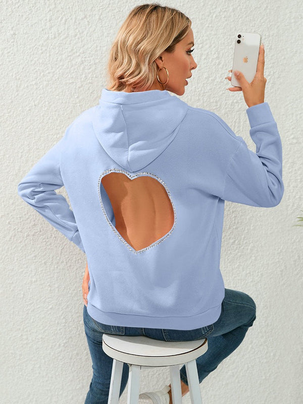 Dame blau hoodie - lässiger pullover mit herz-detail