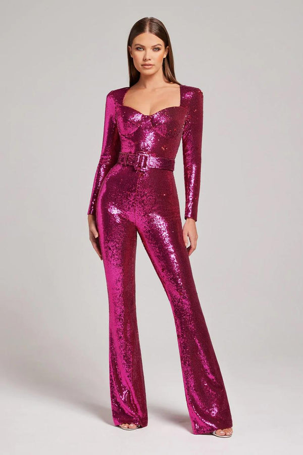 Glitzer-Jumpsuit – Elegants Damen-Outfit mit taillierter Passform