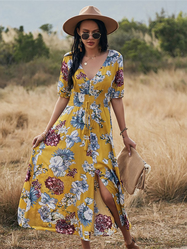 Maxi blümli kleid - stilvolle sommermode