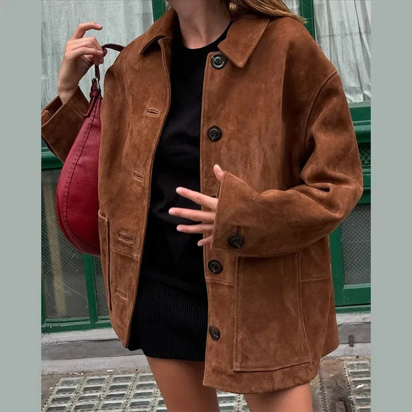 Braune jacke - lässige oversize damenjacke
