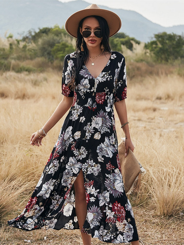Maxi blümli kleid - stilvolle sommermode