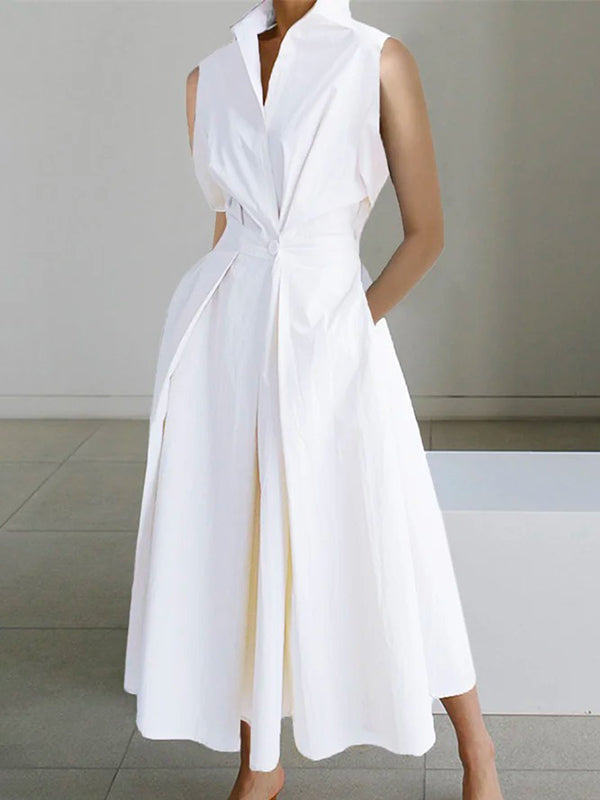 A-linien midi-kleid - schickes, massgeschneidertes, ärmelloses kleid für frauen
