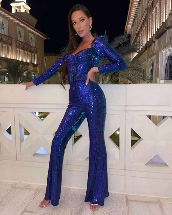 Glitzer-Jumpsuit – Elegants Damen-Outfit mit taillierter Passform