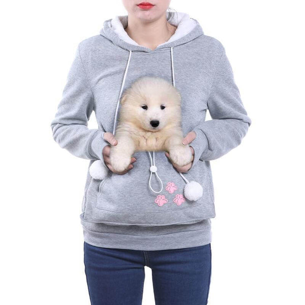 Kapuzenpullover mit hundetasche - gemütliches damenoberteil