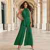 Plissierter jumpsuit - elegante grüne damenweite hose